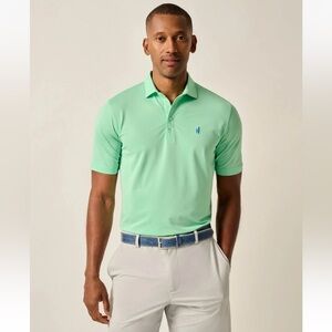 johnnie-o | Men's Green Hangin’ Out Short Sleeve Side Slit Polo Shirt Size S